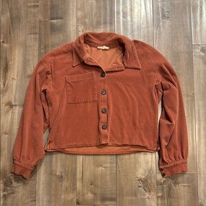 Rust Corduroy Button-Up Shirt